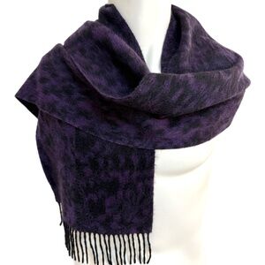 ERDOS 100% Cashmere Purple Leopard Scarf – Ultra Soft Plush Wrap
